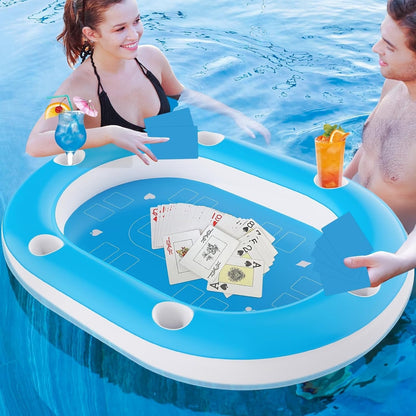 Inflatable Floating Game Table with Cup Holders – 6-Player Capacity, Durable PVC