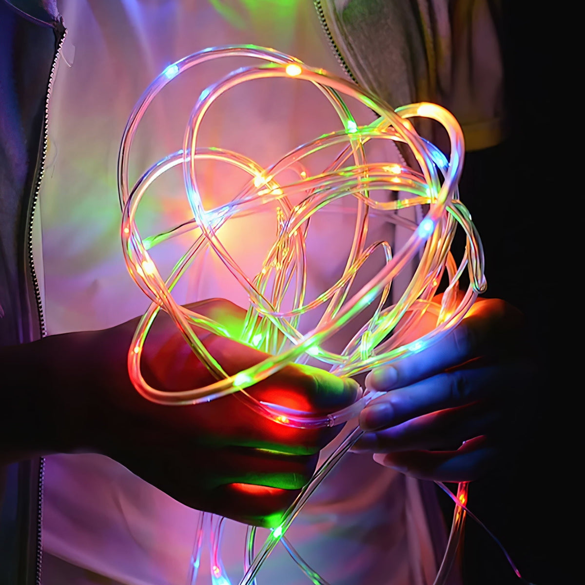 Solar Outdoor PVC Tube String Light -  200 LEDs, Copper Wire, IP65 Waterproof
