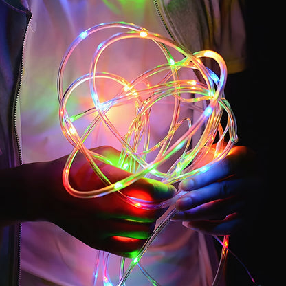 Solar Outdoor PVC Tube String Light -  200 LEDs, Copper Wire, IP65 Waterproof
