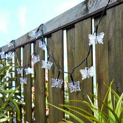 Solar Powered Multi Function Butterfly Fairy Lights - 6.5m