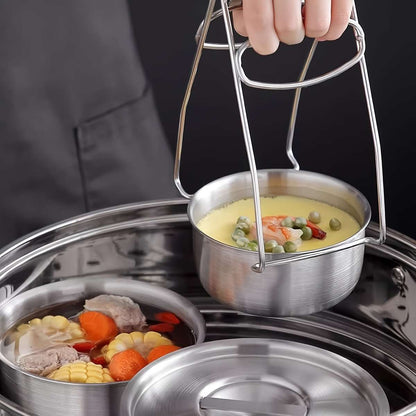 SteamServe 3‑Piece Stainless Steel Steaming Bowl Set with Lids