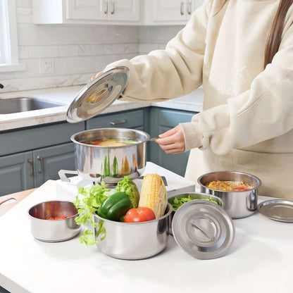 SteamServe 3‑Piece Stainless Steel Steaming Bowl Set with Lids