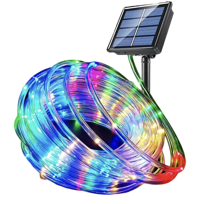 Solar Outdoor PVC Tube String Light -  200 LEDs, Copper Wire, IP65 Waterproof