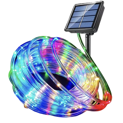 Solar Outdoor PVC Tube String Light -  200 LEDs, Copper Wire, IP65 Waterproof