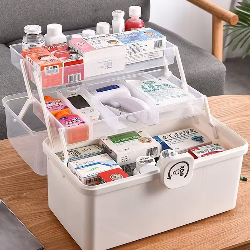 3 Layer Multi Compartment First Aid Medicine Organiser