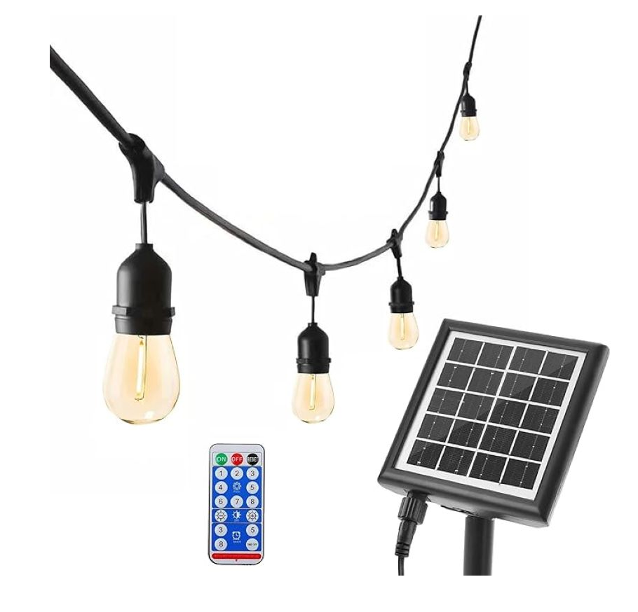 10m Outdoor String Lights – 20 LED Globe Bulbs (Black Cable)