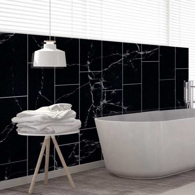 4 Pack Black Marble Self-Adhesive Foam Wallpaper