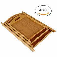 Set of 3 Bamboo Wood Serving Trays