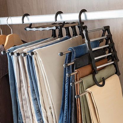 5‑in‑1 Foldable Pants Hangers – Space‑Saving Wardrobe Organizer
