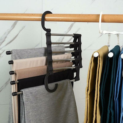 5‑in‑1 Foldable Pants Hangers – Space‑Saving Wardrobe Organizer