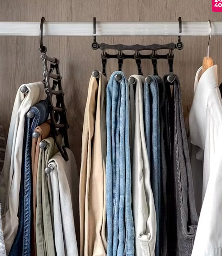 5‑in‑1 Foldable Pants Hangers – Space‑Saving Wardrobe Organizer