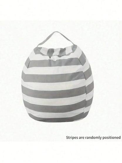 Striped Plush Toy Storage Bag – Cotton Canvas Organizer