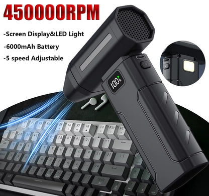 X8 Turbo Dust Blower – 450,000 RPM, 5-Speed, 6000 mAh Battery