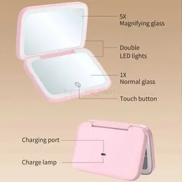 Rechargeable LED Makeup Mirror – Dual‑Sided with 5X Magnification