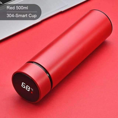 Stainless Steel Smart LED Digital Thermal Bottle - Red