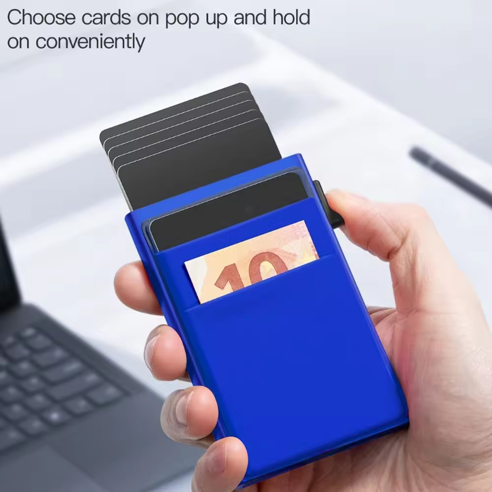 Ultra Slim RFID Pop Up Card Holder With Quick Access Double Pouch