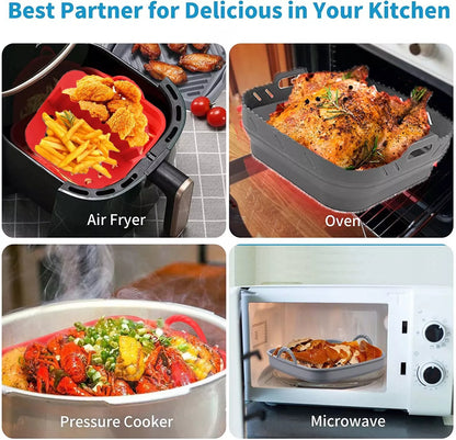 Premium Ultra Thick Silicone Air Fryer Liner With Divider