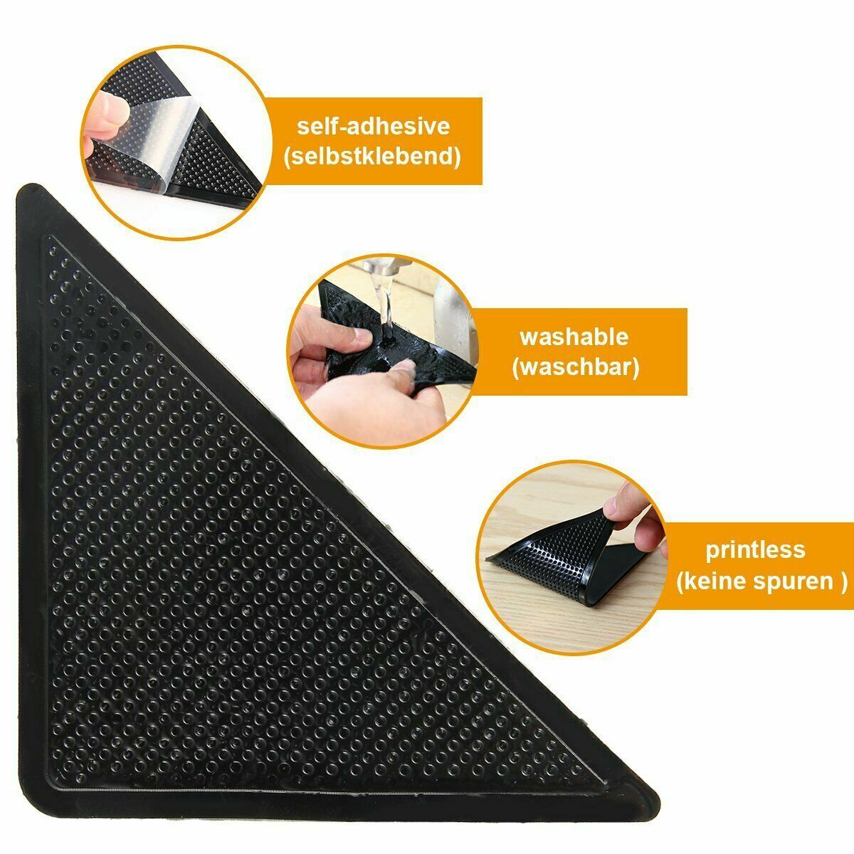 4pc Non Slip Anti Skid Washable Carpet Mat Grippers