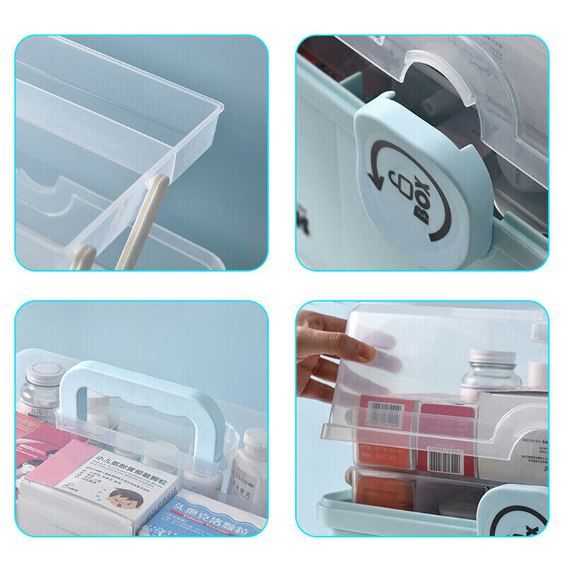 3 Layer Multi Compartment First Aid Medicine Organiser