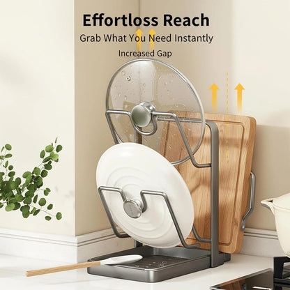Multifunctional Kitchen Pot Lid Storage Rack – Double‑Layer Organizer