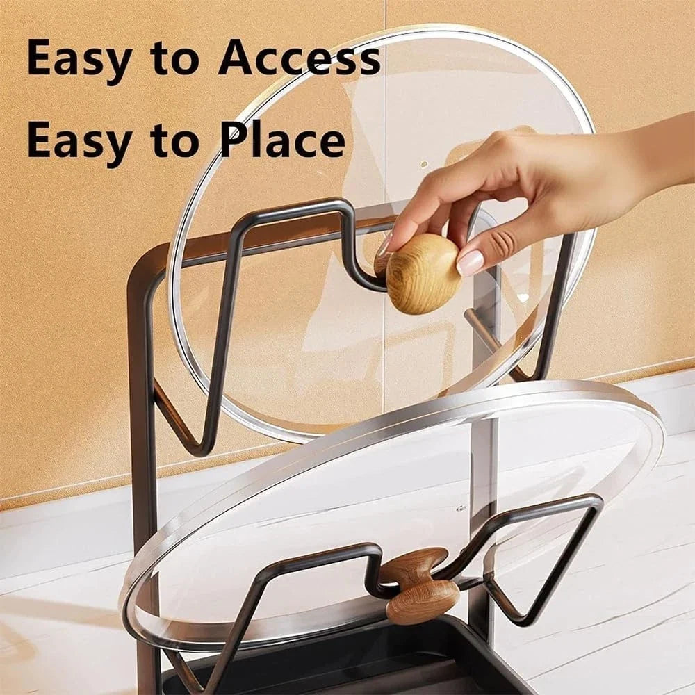 Multifunctional Kitchen Pot Lid Storage Rack – Double‑Layer Organizer