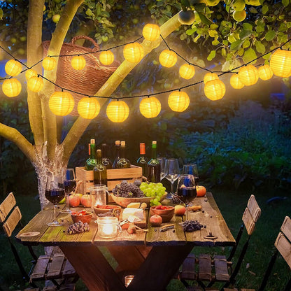 Solar Chinese Lantern String Lights - 5m