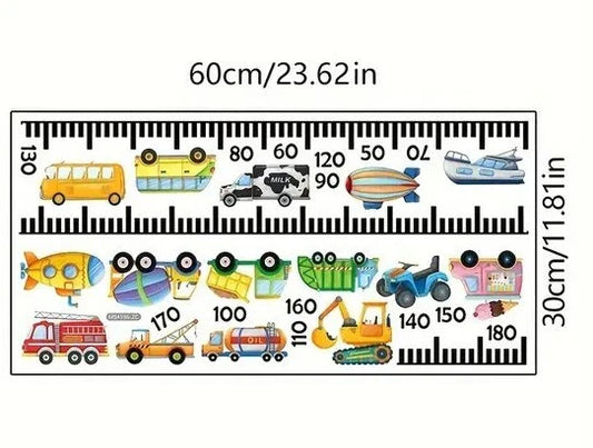 Kids Car & Truck Themed Growth Chart Wall Decal Kit