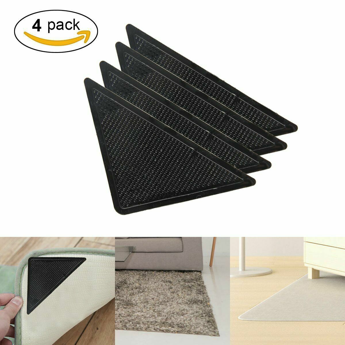 4pc Non Slip Anti Skid Washable Carpet Mat Grippers