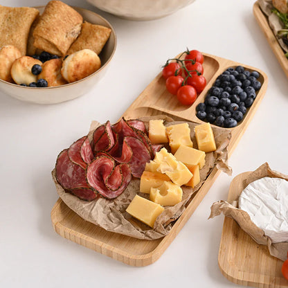 Bamboo Snack Server - 3 Compartment