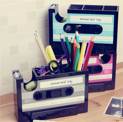 Retro Cassette Tape Dispenser Stationery Holder